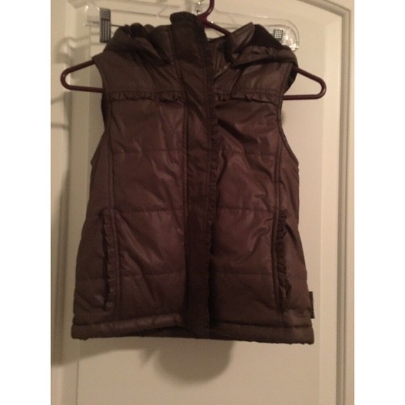 Aeropostale Girls Brown Full Zip Puffer Vest Jacket Hooded Size 6/6X - Picture 6 of 11